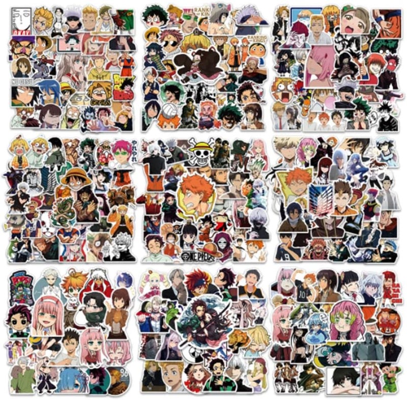 Inder 300Pcs Anime Stickers Pack, Mixed Anime Vinyl Stickers for Kids-Adults,Waterproof,Colourful Stickers for Water Bottle,Hydro Flask,Laptop,Pc,Skateboard,Luggage,Phone,Cup Etc (300P Mixed Anime) - Image 1