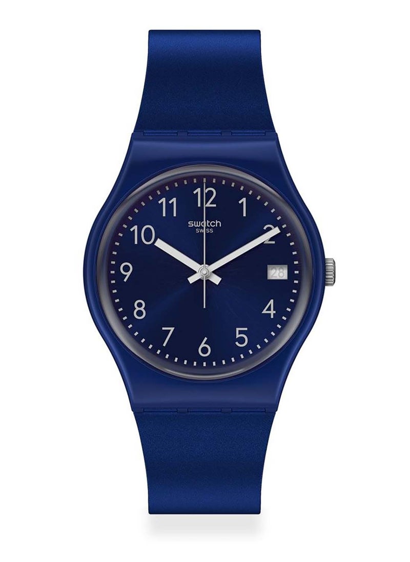 Swatch - Unisex Silver In Blue Quartz Movement Water Resistant Wrist Watch - 45 Mm - Image 1