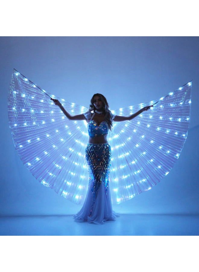 SHINYOU LED Isis Wings Glow Light Up Belly Dance Costumes with Sticks Performance Clothing Carnival Halloween White - Image 2