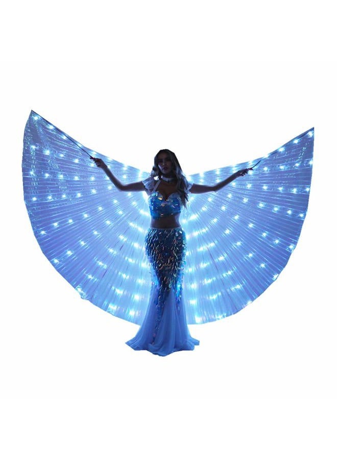 SHINYOU LED Isis Wings Glow Light Up Belly Dance Costumes with Sticks Performance Clothing Carnival Halloween White - Image 1