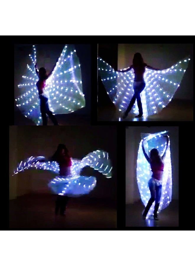 SHINYOU LED Isis Wings Glow Light Up Belly Dance Costumes with Sticks Performance Clothing Carnival Halloween White - Image 3