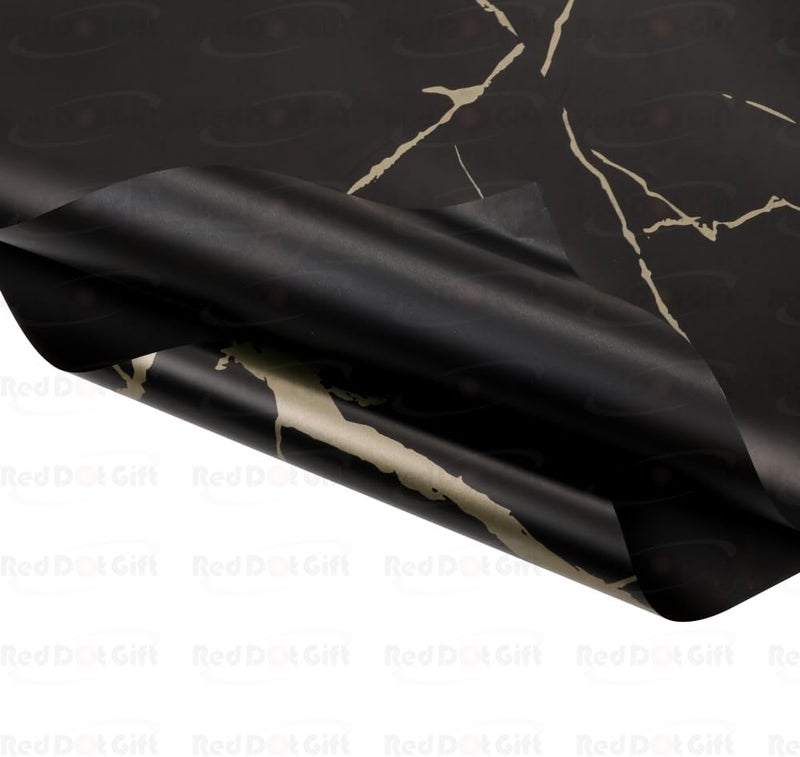 Red Dot Gift Pack of 20 Sheets Waterproof Floral Gift Wrapping Paper, Marble-Black, 57x57cm - Image 5