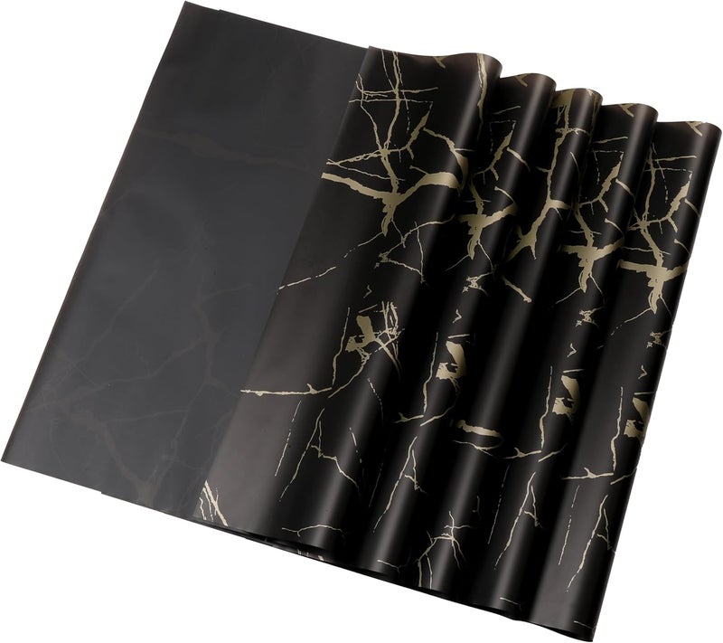 Red Dot Gift Pack of 20 Sheets Waterproof Floral Gift Wrapping Paper, Marble-Black, 57x57cm - Image 1