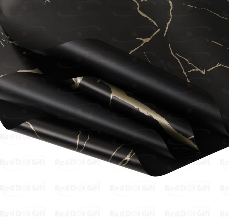 Red Dot Gift Pack of 20 Sheets Waterproof Floral Gift Wrapping Paper, Marble-Black, 57x57cm - Image 4