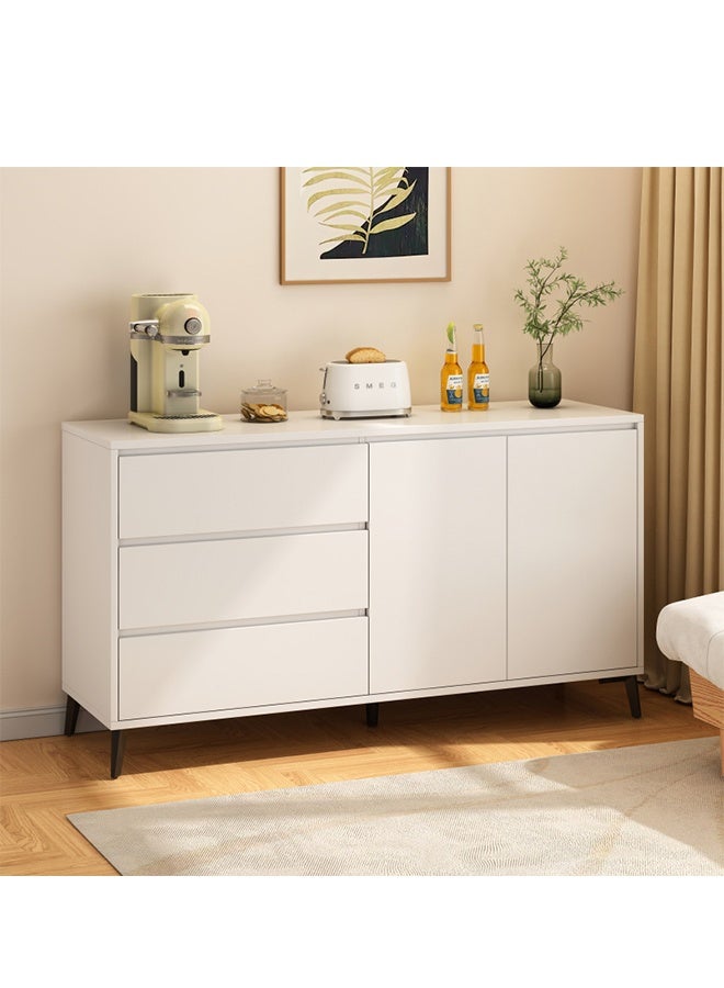 خزانة جانبية حديثة الحد الأدنى ، خزانة تخزين متعددة الأغراض ، مقعد تلفزيوني ، خزانة جانبية متكاملة مع 3 طبقات من الدرجات وخزانة واحدة مناسبة للمطبخ / المعيشة / غرفة النوم (أبيض ، 140 × 40 × 75 سم) - Image 1