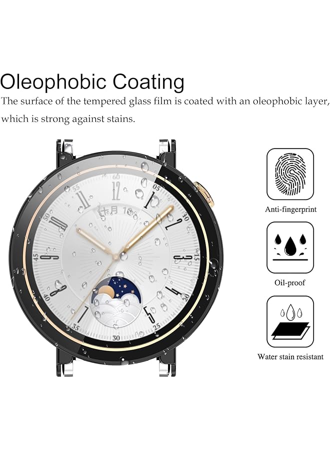 إيروريكس واقي شاشة زجاجي لساعة هواوي جي تي 4 مقاس 41 مم، غلاف زجاجي مقوى، قطعتان، غطاء حماية صلب رفيع للغاية بتغطية كاملة وخفيف الوزن ومضاد للصدمات ومضاد للخدش + زجاج مقوى - Image 4