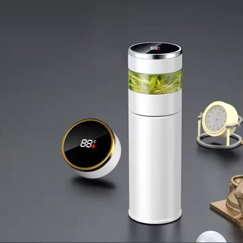 KitchAntique KitchAntique 450ML Smart Tea Infuser Bottle Coffee Thermos with LED Temperature Display DoubleWall Vacuum Insulated Travel Flask with Stainless Steel Filter for Loose Tea Detox Water Gifting
