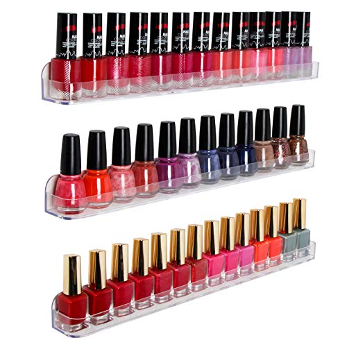 J JACKCUBE DESIGN Acrylic Nail Polish Wall Mount Cosmetic Storage Organizer, Space-Saving 3 Ledge Shelf Set (Large)- :MK178B - Image 4