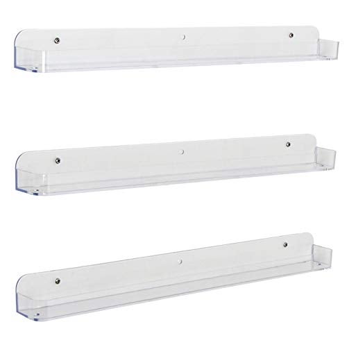 J JACKCUBE DESIGN Acrylic Nail Polish Wall Mount Cosmetic Storage Organizer, Space-Saving 3 Ledge Shelf Set (Large)- :MK178B - Image 1