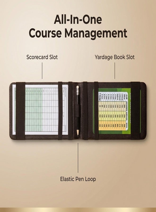 MAGOLFIN Magnetic Golf Scorecard Holder, Premium Leather Golf Yardage Book, Fits Standard Score Books, Securely Attaches to Golf Cart Accessories for Easy Access, Ideal Golf Accessories Gift for Men - Image 3