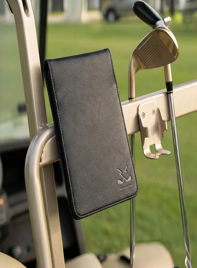MAGOLFIN Magnetic Golf Scorecard Holder, Premium Leather Golf Yardage Book, Fits Standard Score Books, Securely Attaches to Golf Cart Accessories for Easy Access, Ideal Golf Accessories Gift for Men - Image 1