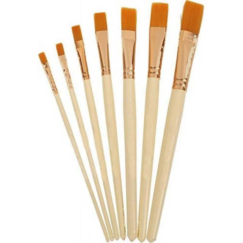 Painting Brush Set of 7 Pieces - Artist Quality - Flat Brush for Watercolor & Acrylic Painting 