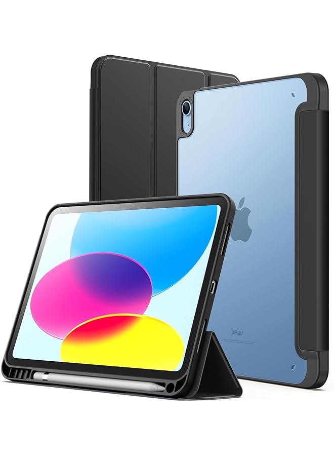 Jetech Matte Case For Ipad 10 10.9-Inch 2022 Model 10Th Generation With Pencil Holder Frosted Translucent Back Slim Stand Protective Tablet Cover Black - Image 1