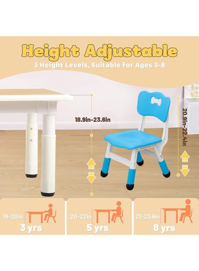 FUNLIO Kids Table and 4 Chairs Set for Ages 3-8, Height Adjustable Toddler Table and Chair Set, Easy to Wipe Arts & Crafts Table, for Classrooms/Homes/Daycares, CPC & CE Approved(5 pcs set)-Multicolor - Image 3