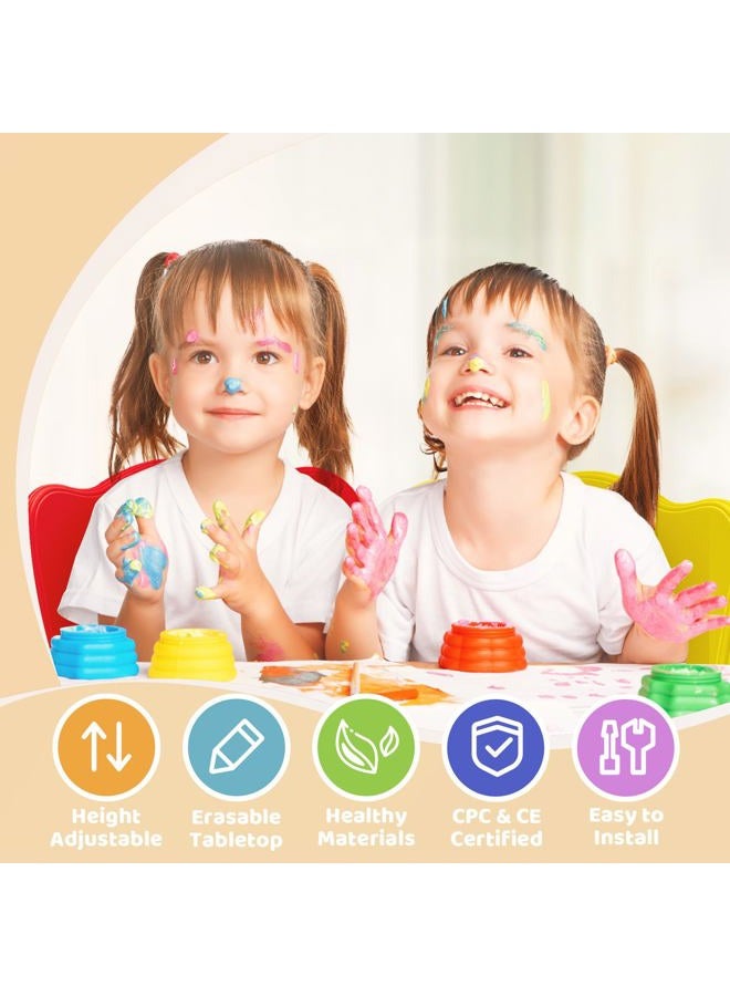 FUNLIO Kids Table and 4 Chairs Set for Ages 3-8, Height Adjustable Toddler Table and Chair Set, Easy to Wipe Arts & Crafts Table, for Classrooms/Homes/Daycares, CPC & CE Approved(5 pcs set)-Multicolor - Image 2
