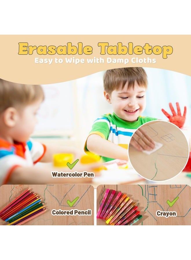 FUNLIO Kids Table and 4 Chairs Set for Ages 3-8, Height Adjustable Toddler Table and Chair Set, Easy to Wipe Arts & Crafts Table, for Classrooms/Homes/Daycares, CPC & CE Approved(5 pcs set)-Multicolor - Image 4