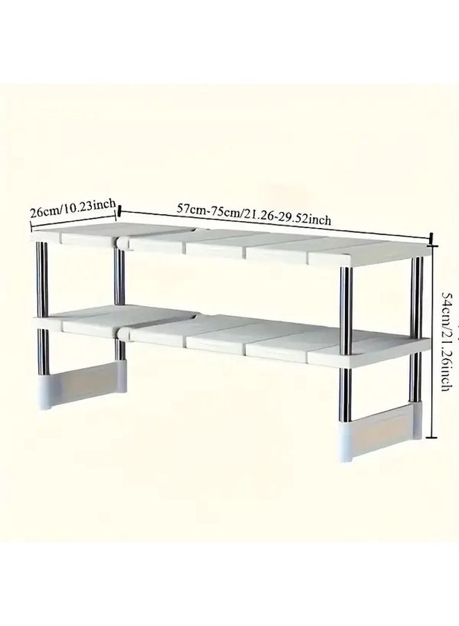 1 Piece Single Layer Expandable Under Sink Organizer Rack With Pull Out Shelf Multifunctional Stainless Steel And Plastic Floor Mount Utility Rack Space Saving Storage For Kitchen And Bathroom Instructions And Installation Video Link Included - Image 3