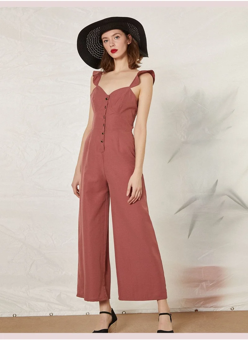 كوتون Button Detailed Jumpsuits