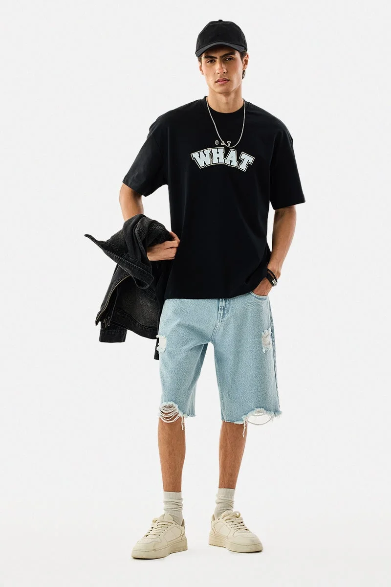 سنيتش تيشيرت واسع مطبوع عليه عبارة