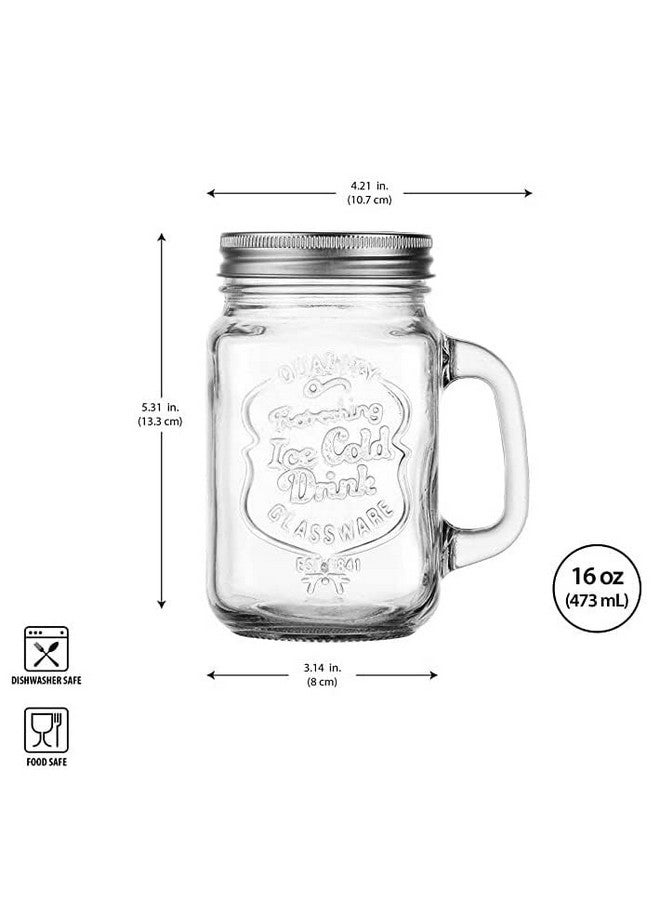 SAVE Mason Jar With Stainless Steel Straw And Handle And 2 Lids | 1 Lid With Hole And 1 Without Hole | Stylish Embossing Design | 450 Ml | Multicolour Lid With Hole (Bent Straw, Clear) - Image 4