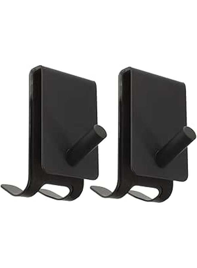 2 Pcs 304 Stainless Steel Over Glass Door Hooks Double Head Towel Hanger Black For Bathroom Shower Living Room Storage - Image 1