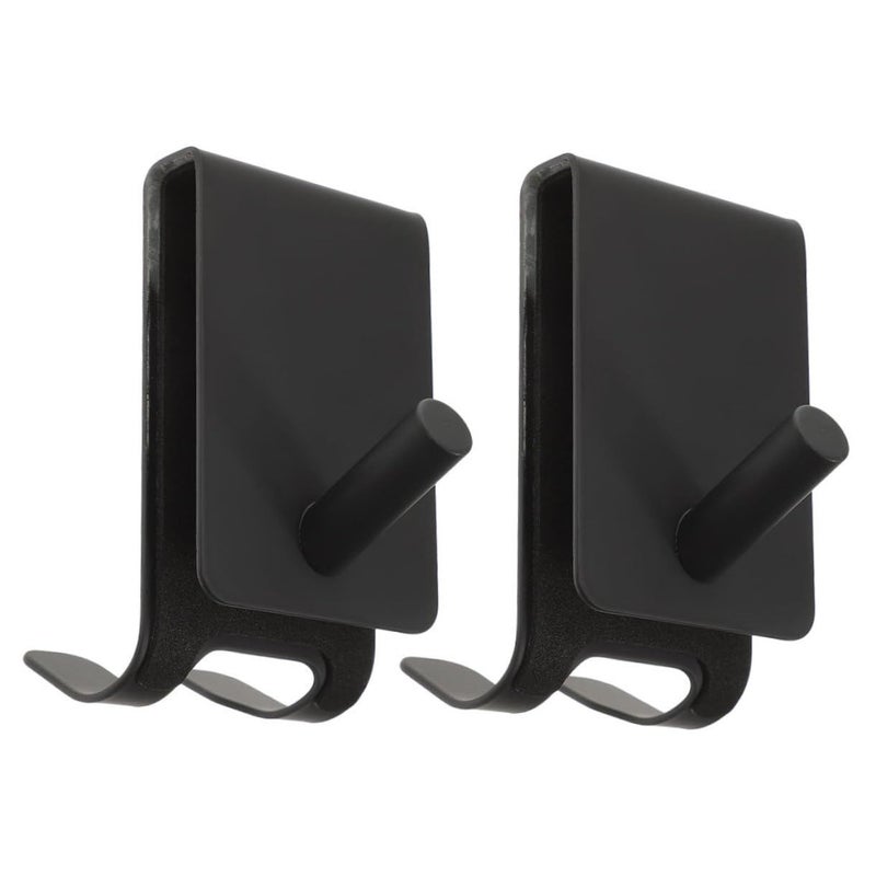2 Pcs 304 Stainless Steel Over Glass Door Hooks Double Head Towel Hanger Black For Bathroom Shower Living Room Storage - Image 2