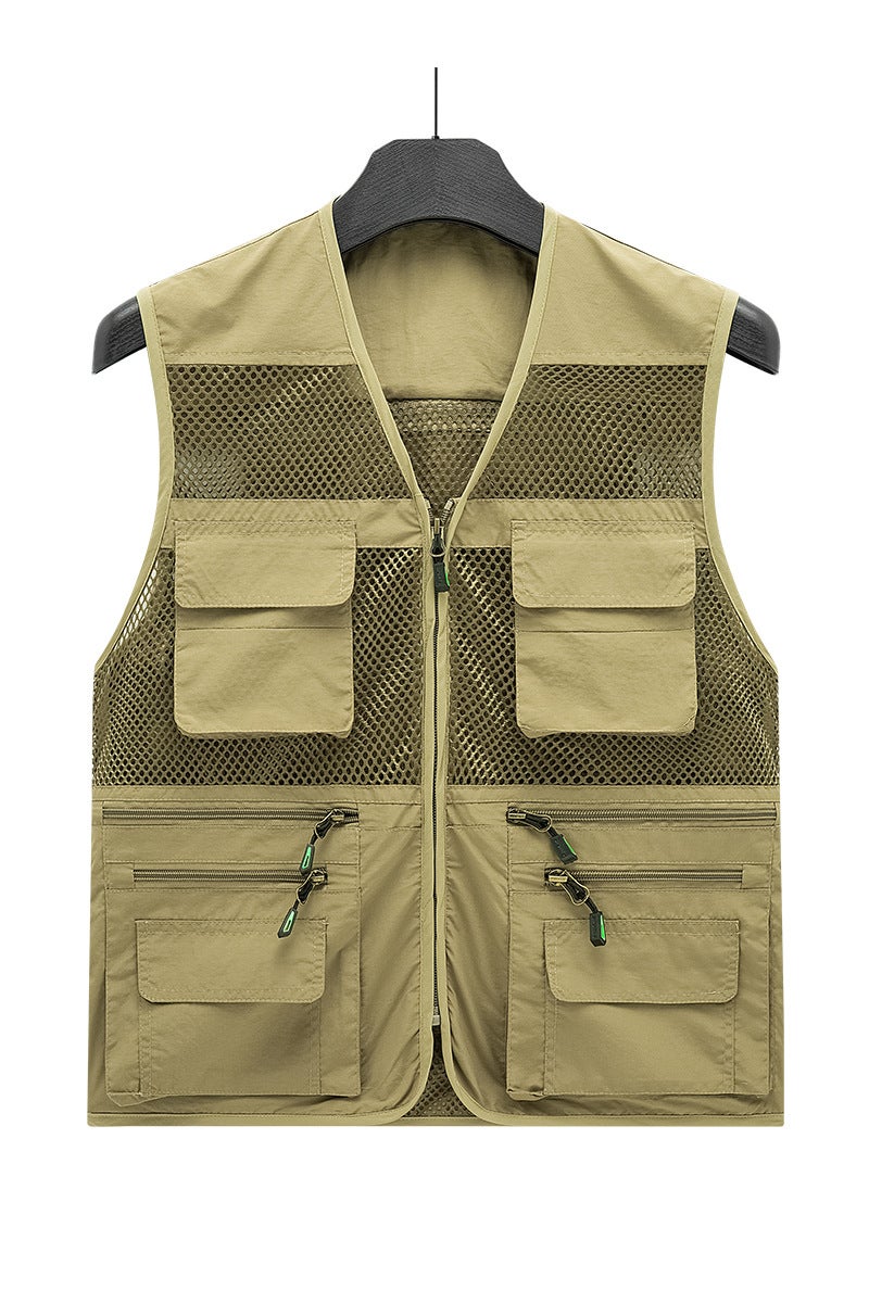 2024 Multi-Pocket Mesh Cargo Vest Functional Thin Mesh Vest For Fishing, Pography, And Mountaineering Workwear Style - Image 1
