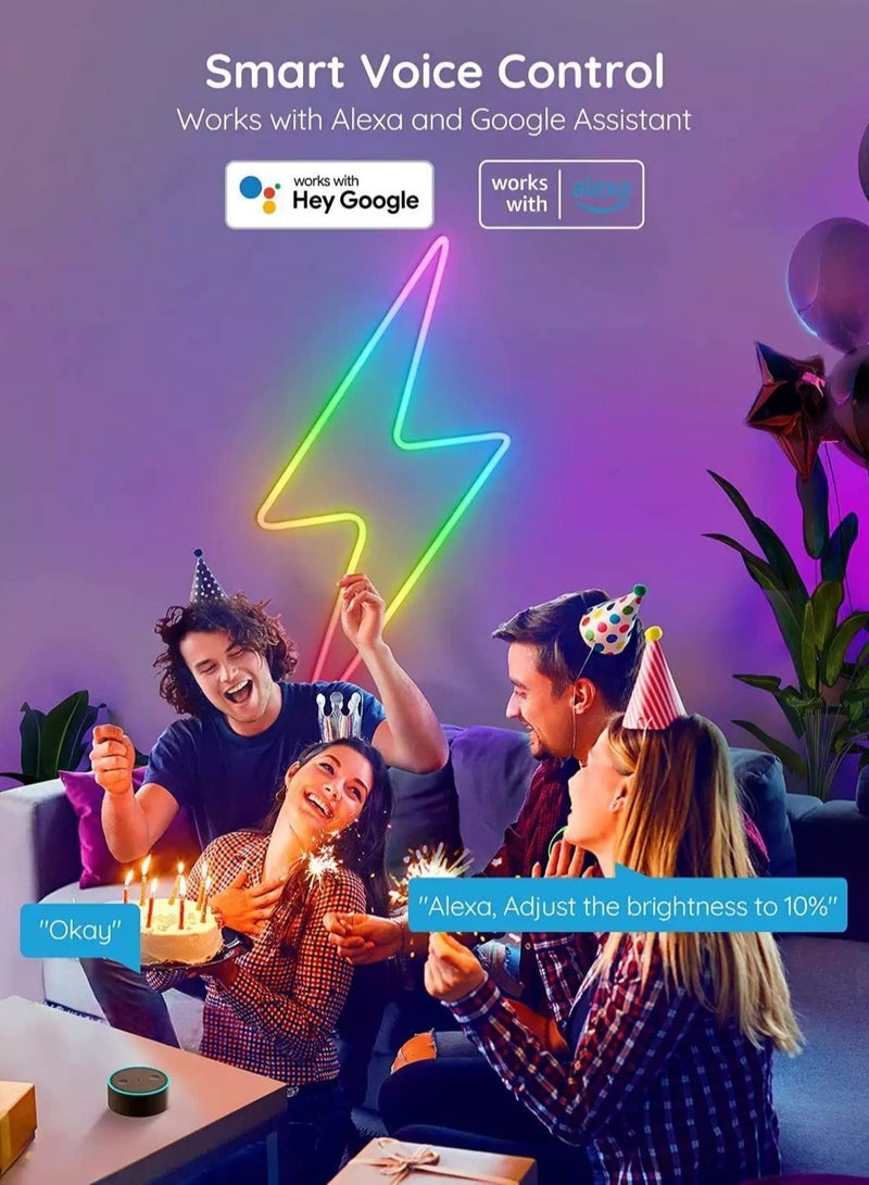 Captaintech RGB-IC Neon Rope Light, with Music Sync by Wifi, DIY LED Rope Lights with Remote, Tuya Smart Life App Control, IP68 Waterproof, Works with Alexa and Google Assistant (3M) - Image 3