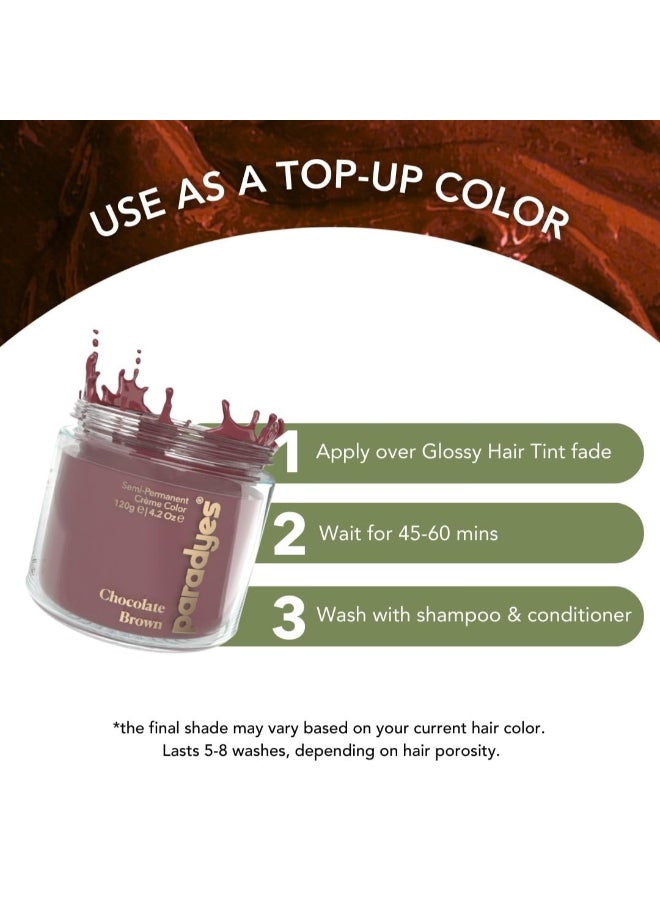 Paradyes Top-Up Semi-Permanent Chocolate Brown Diy Conditioner Based Hair Colour, 120 Gm,All,Unscented,1 Count - Image 4