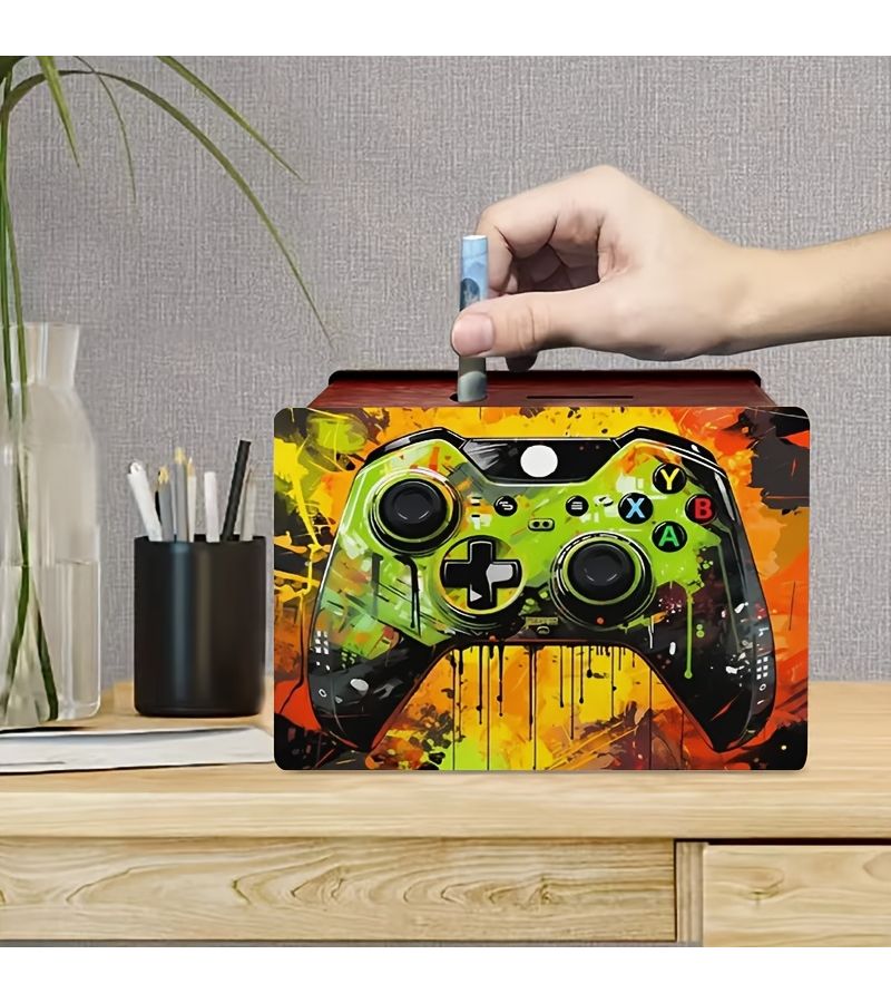Handcrafted Wooden Coin Bank Reusable Storage Box 1pc - Image 3