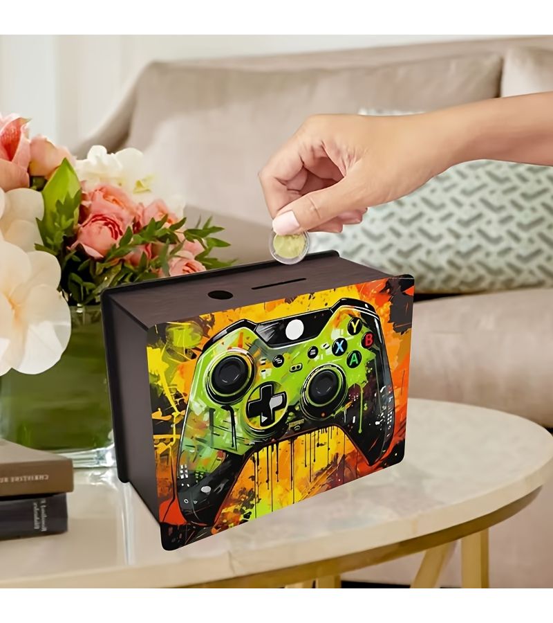 Handcrafted Wooden Coin Bank Reusable Storage Box 1pc - Image 1