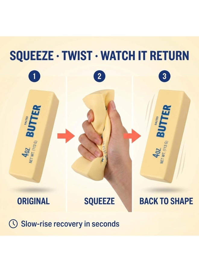 2pcs Butter Squishy Toy, Realistic Slow-Rise Salted Butter Stick Stress Reliever, Soft TPR Squeeze Sensory Fidget for Kids & Adults, Funny Prank Gag Gift - Image 3
