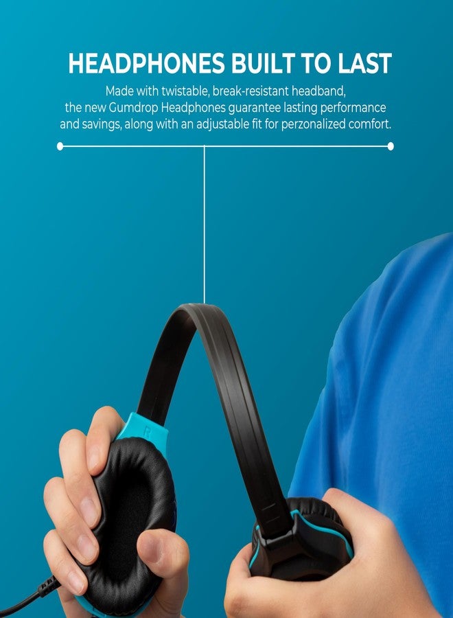 Gumdrop Cases Gumdrop DropTech On-Ear Wired Headphones with Microphone | 3.5 mm Jack Long Tangle Free Chew-Proof Cord Rugged Drop Tested and Comfortable for Kids, Students, Classroom and School Use - Black - Image 3