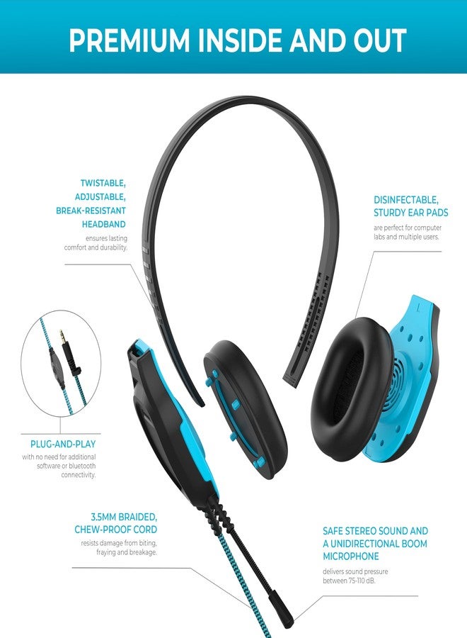 Gumdrop Cases Gumdrop DropTech On-Ear Wired Headphones with Microphone | 3.5 mm Jack Long Tangle Free Chew-Proof Cord Rugged Drop Tested and Comfortable for Kids, Students, Classroom and School Use - Black - Image 4