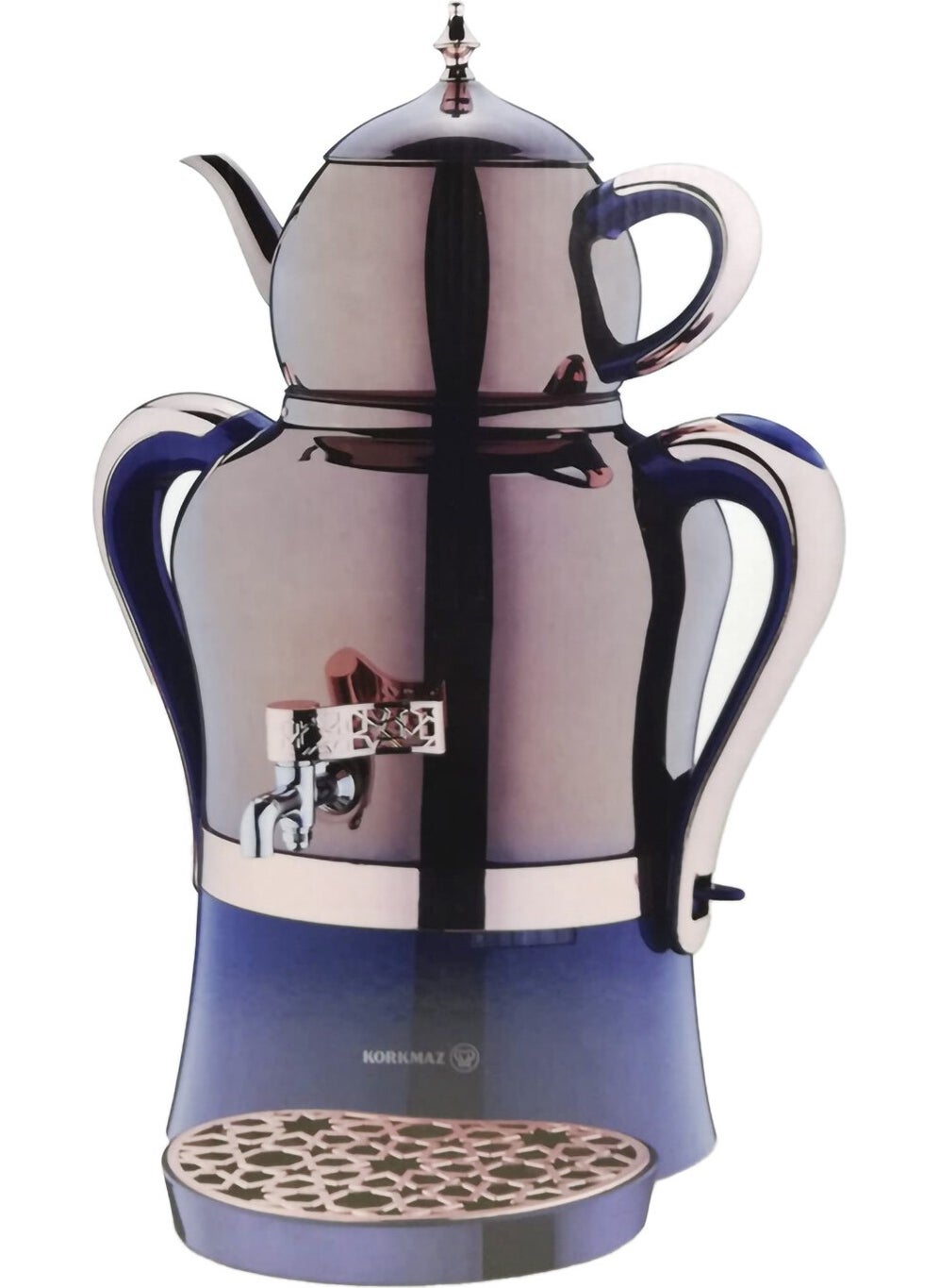Korkmaz A843-02 Hanedan Azura Azura/Rose Gold Samovar 