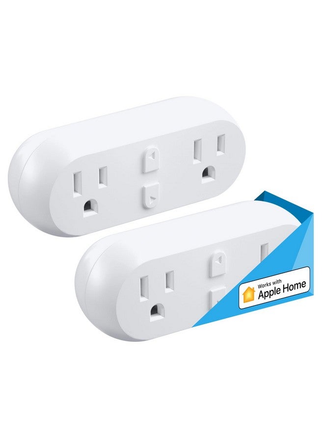 meross meross WiFi Dual Smart Plug, 15A 2-in-1 Smart Outlet, Support Apple HomeKit, Siri, Alexa, Echo, Google Home and SmartThings, Voice & Remote Control, Timer, No Hub Required, 2.4G Only, 2 Pack  - Image 1
