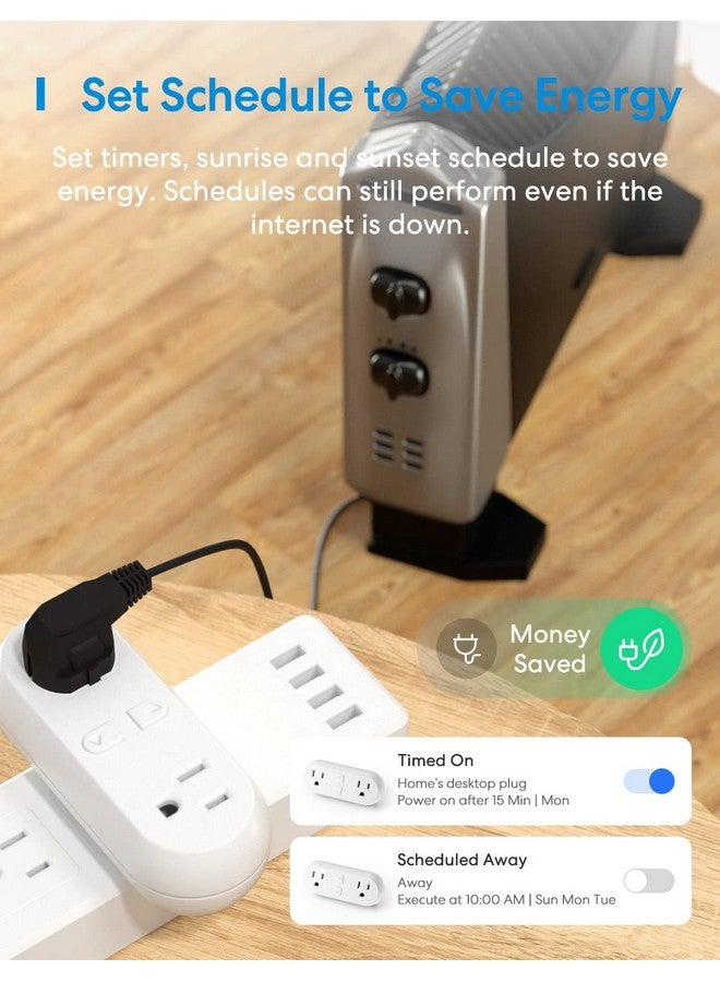 meross meross WiFi Dual Smart Plug, 15A 2-in-1 Smart Outlet, Support Apple HomeKit, Siri, Alexa, Echo, Google Home and SmartThings, Voice & Remote Control, Timer, No Hub Required, 2.4G Only, 2 Pack  - Image 3