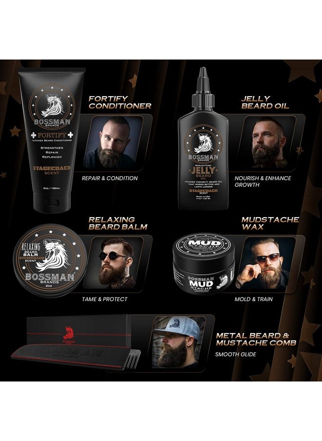 bossman - Ossman Complete Beard Kit Men'S Beard Oil Jelly Fortify Shower Conditioner Balm Mustache Wax And Comb Beard Softener Growth Care And Grooming Products Kit (Stagecoach) - Image 1