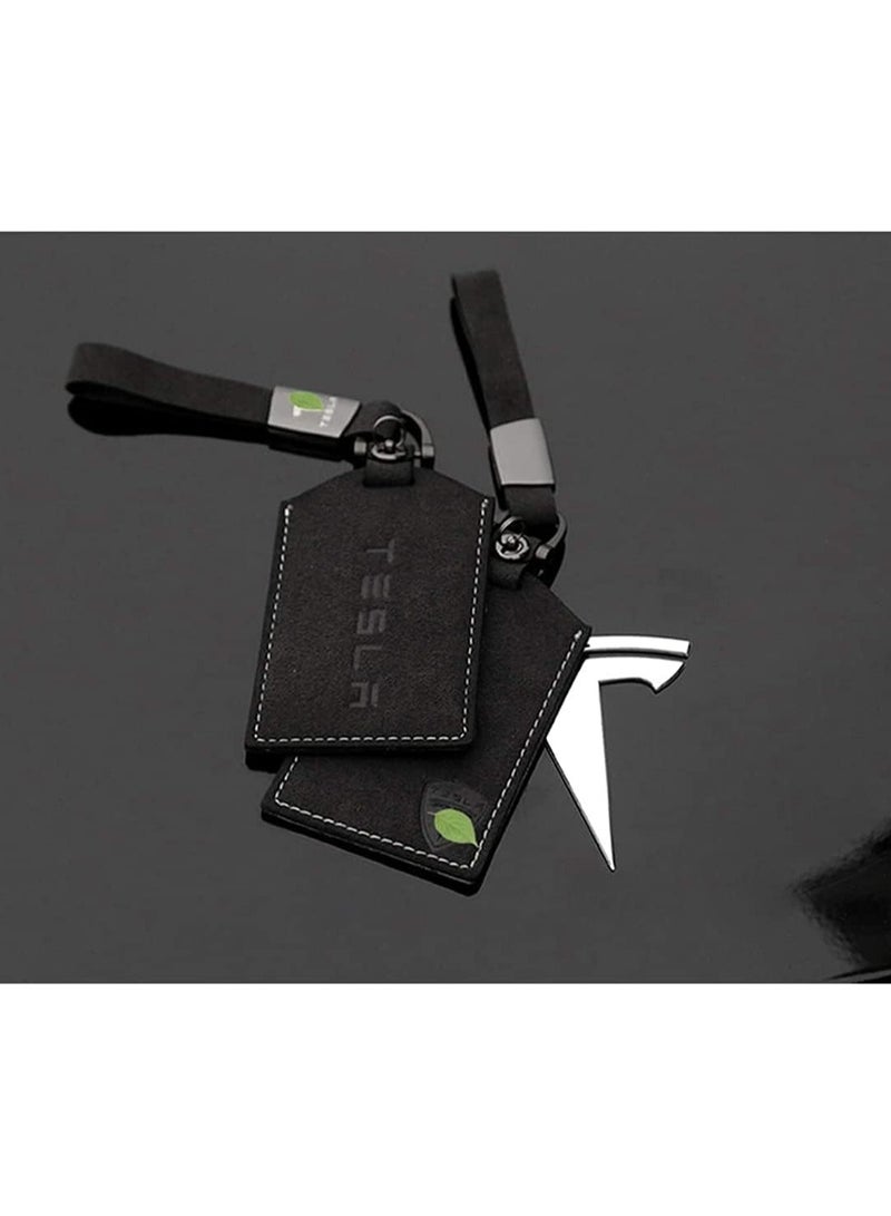 Oasisgalore Key Card,  Key Card Holder Artificial suede Protector Cover Keychain Accessories for Tesla Model 3, Model Y (Black) - Image 3