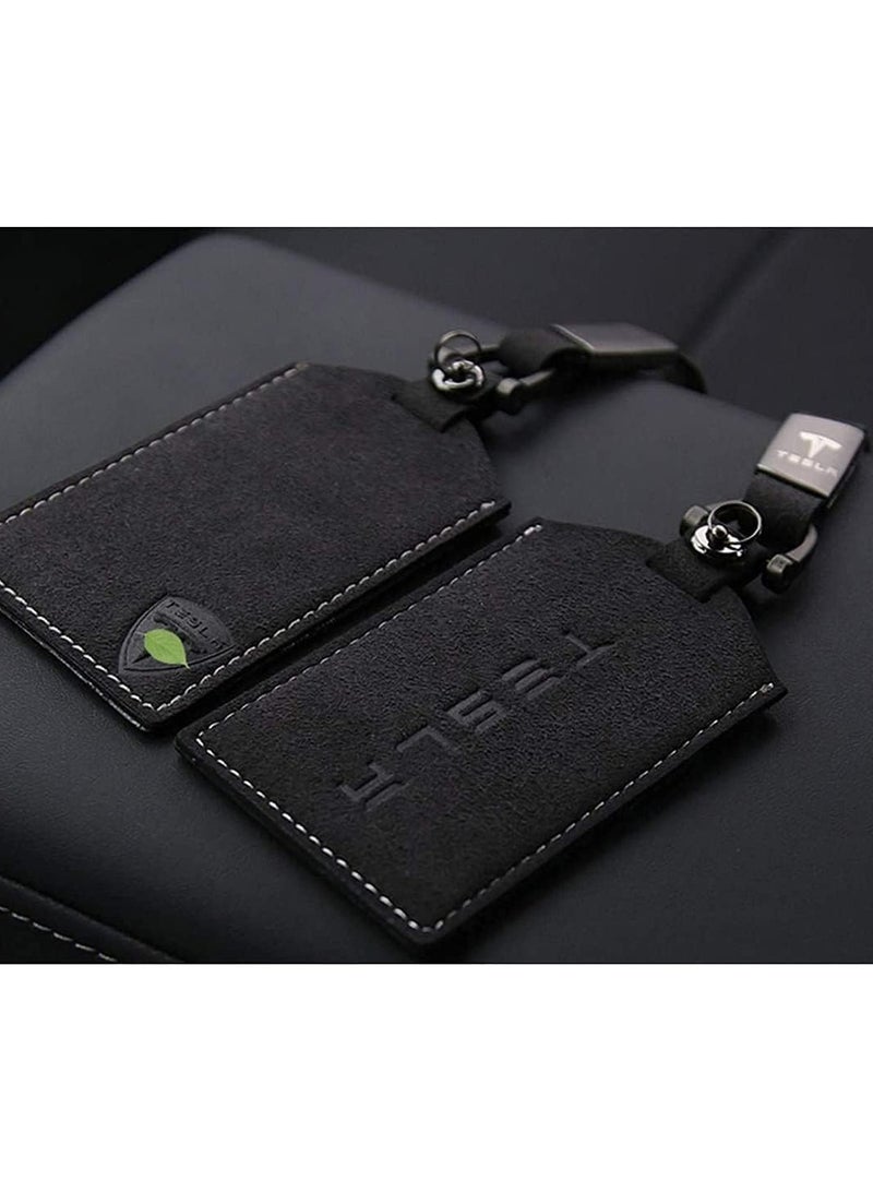 Oasisgalore Key Card,  Key Card Holder Artificial suede Protector Cover Keychain Accessories for Tesla Model 3, Model Y (Black) - Image 2