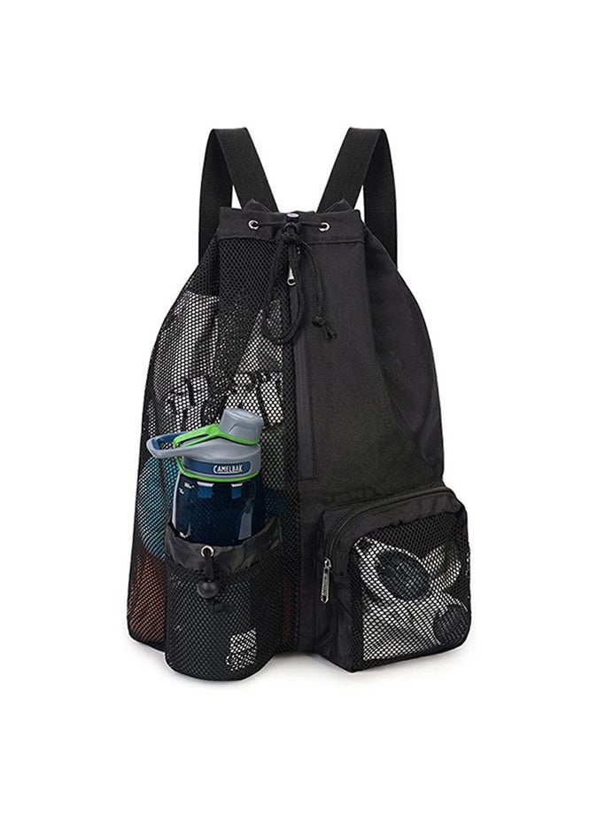 Generic Mesh Swim Bag Drawstring Backpack with Wet Pocket  Beach Backpack for Swimming, for Swimming, Gym, and Workout Gear - Image 1