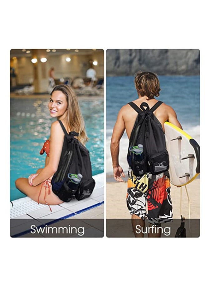 Generic Mesh Swim Bag Drawstring Backpack with Wet Pocket  Beach Backpack for Swimming, for Swimming, Gym, and Workout Gear - Image 4