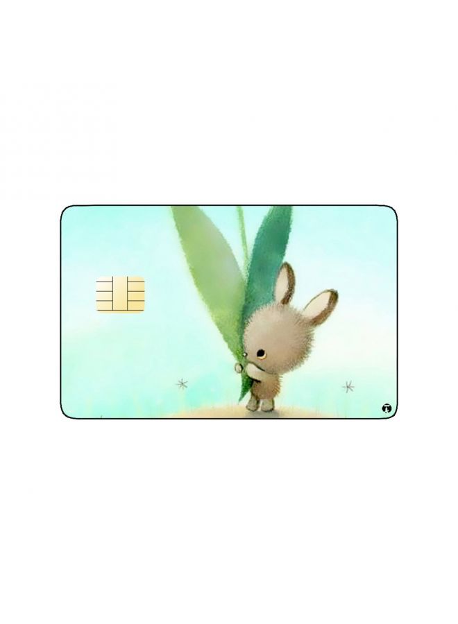 RKN PRINTED BANK CARD STICKER Cute Rabbit Drawing With Tulip - Image 1