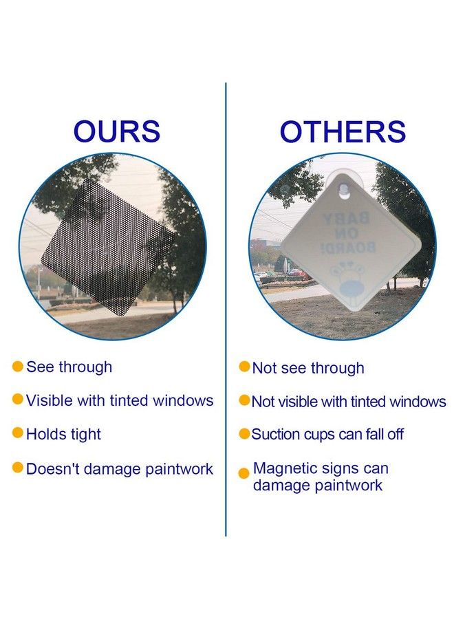 FINENIC Baby On Board Sticker For Cars (4 Pcs) 5" By 5". Baby On Board Sign Decal.Seethrough When Reversing And Bright Yellow No Need For Suction Cup Or Magnets Strong Adhesive  - Image 4