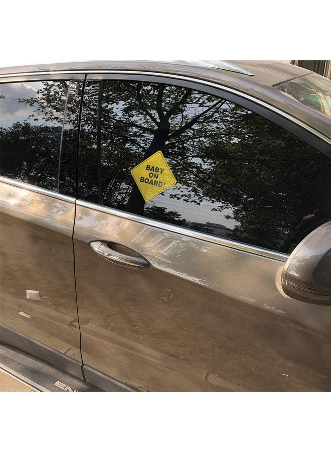 FINENIC Baby On Board Sticker For Cars (4 Pcs) 5" By 5". Baby On Board Sign Decal.Seethrough When Reversing And Bright Yellow No Need For Suction Cup Or Magnets Strong Adhesive  - Image 5