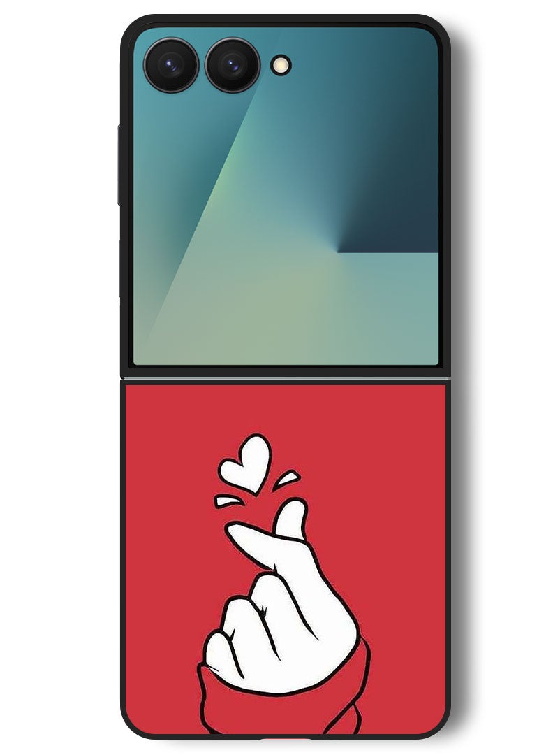 Theodor حافظة متوافقة مع سامسونج جالاكسي زد فليب 7 - 6.9 بوصة حماية مضادة للصدمات غطاء بامبر أحمر محب - Image 1