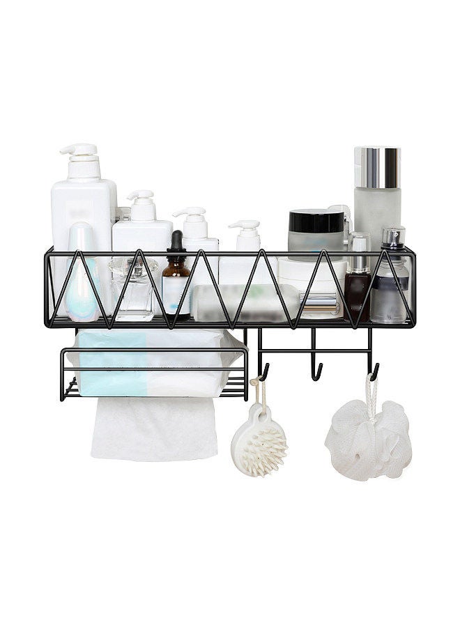 Shower Caddy With Face Towel Rack 3 Hooks Bathroom Shelf Organizer Wall Mounted Bathroom Shelf No Drilling Adhesive Shower Storage Basket Storage Rack for Toilet Dorm Kitchen - Image 1