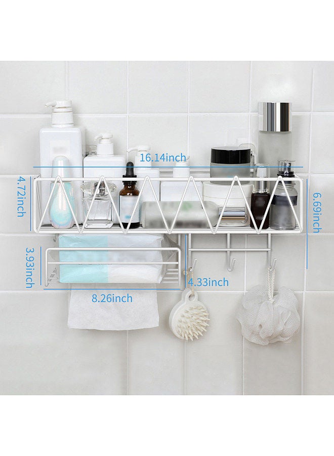 Shower Caddy With Face Towel Rack 3 Hooks Bathroom Shelf Organizer Wall Mounted Bathroom Shelf No Drilling Adhesive Shower Storage Basket Storage Rack for Toilet Dorm Kitchen - Image 4