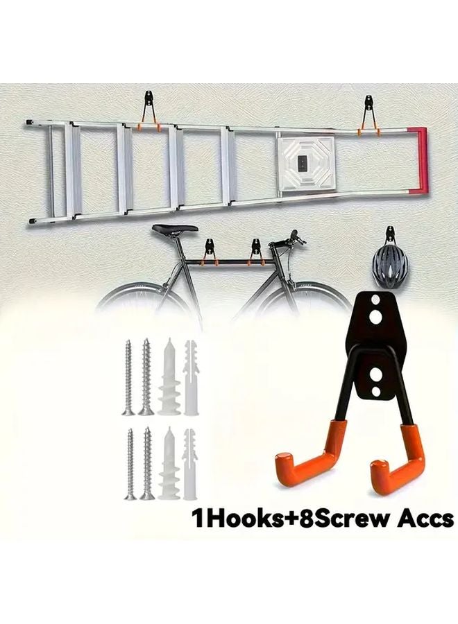 9pcs Heavy Duty Wall Mounted Hook Set With 8 Accessories For Ladders Bicycles Tools - Image 3