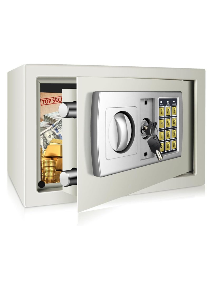 MAMATOONS - Steel Safe Box with Digital Keypad and Override Key Safe Box Cash Box for Home Office Jewelry Passport Watches Phone Cash Size 31 x 20 x 20cm 8.5L White - Image 1